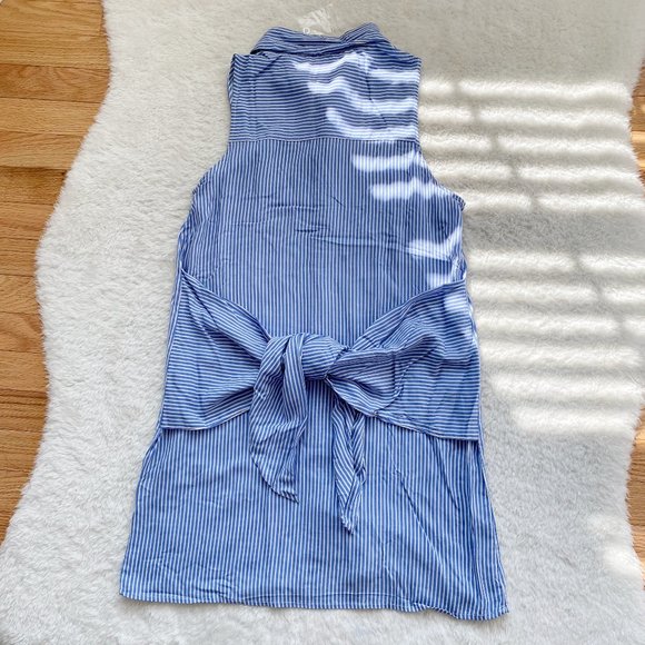 Mind Code NWOT Women's Sleeveless Stripes Tunic Shirt, Blue, Size S/L - Picture 4 of 11